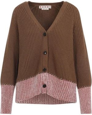 Marni Cardigan With Colour Block Pattern - Brown
