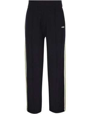 Autry Viscose Track Pants With Side Stripes - Blue