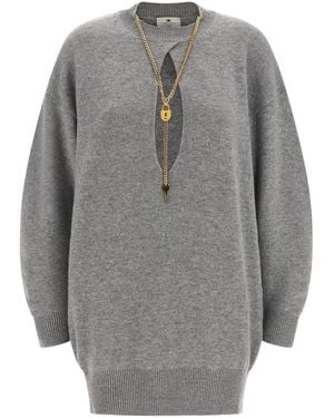 Elisabetta Franchi Necklace Dress - Grey