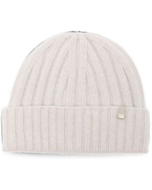 Herno Ribbed-Knit Beanie Hat - Natural