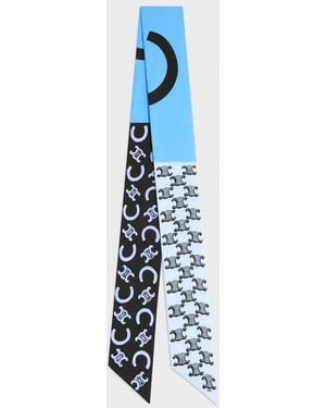 Celine Triomphe-Print Silk Scarf - Blue