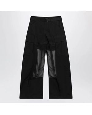 Sacai Cargo Trousers With Semisheer Insert - Black
