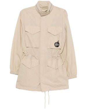 KENZO Sounds Logo-Print Parka Coat - White