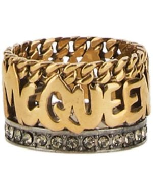 McQueen Graffiti Ring - Metallic