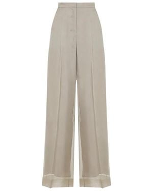 Max Mara Sand Silk Pianoforte Olivi Organza Pants - Gray