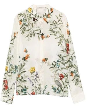 Alice + Olivia Printed Silk Shirt - White