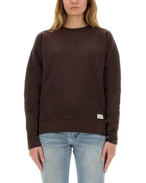 Saint Laurent Sweatshirt With Logo - Brown