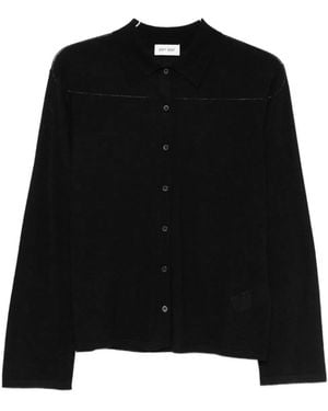 Soft Goat Button Fastening Long Sleeves - Black