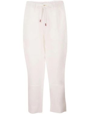 Kiton Tailored Linen Drawstring Pants - White