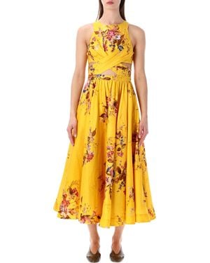 Zimmermann Patience Mustard Floral Midi Dress - Yellow