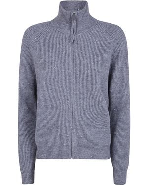 Seventy Long Sleeves Mock Neck Sweater With Pailletes - Blue