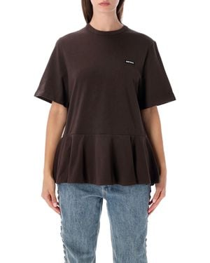 ROTATE BIRGER CHRISTENSEN Rotate Cotton Peplum T-Shirt - Black