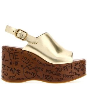 Chloé Leather Maxime Wedge - Brown