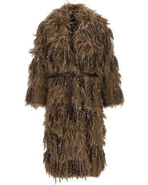 Brunello Cucinelli 'Dazzling Moss Embroidery' Cardigan - Brown