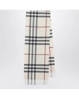 Burberry Check Cashmere Scarf - White