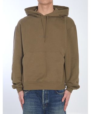 Saint Laurent Hooded Sweatshirt With Logo - Natural