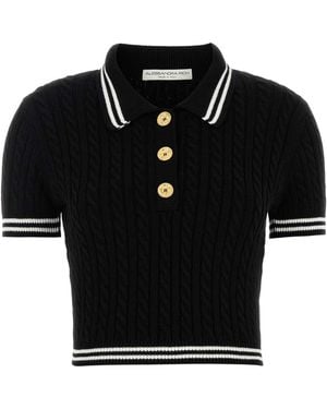 Alessandra Rich Braided Polo Shirt - Black