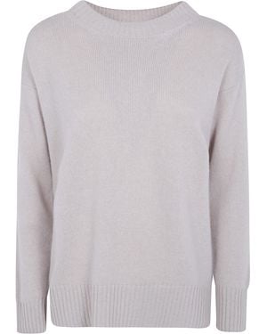 Rossopuro Long Sleeved Boat Neckline Over Jumper - Grey