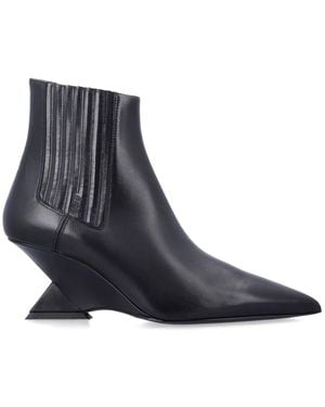 The Attico Cheope Leather Ankle Boots - Blue
