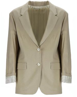 Alysi Linen Blend Blazer - Green