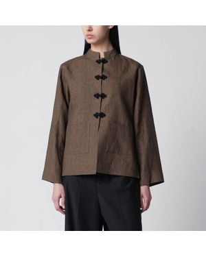 Rohe Mélange Linen Jacket With Pankou Closure - Brown