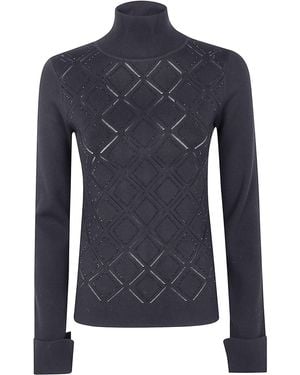 Blugirl Blumarine Viscose High Neck Sweater - Blue