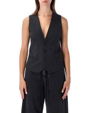 MM6 by Maison Margiela Striped Waistcoat - Black