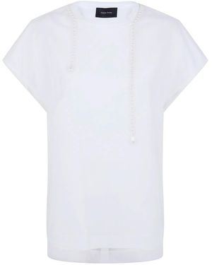 Simone Rocha "Layered Liquid Smock" T-Shirt With Embroidered - White