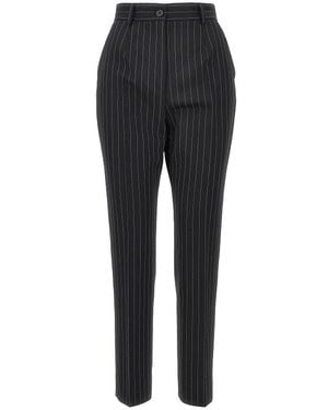 Dolce & Gabbana Dolce & Gabbana Pinstriped Stretch Wool Pants - Black