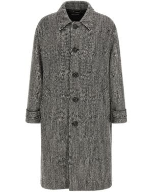 Dolce & Gabbana Dolce&Gabbana 'Chevron' Wool Coat - Grey