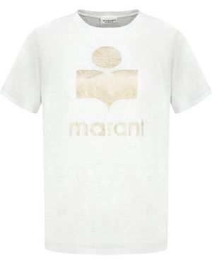 Isabel Marant Isabel Marant Etoile Zewel Logo Shortsleeve Linen Tshirt - White