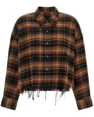 R13 Raw Cut Cropped Shirt - Brown