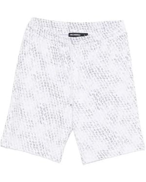 KARL LAGERFELD Logo-Pattern Drawstring Shorts - White