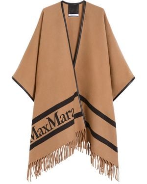 Max Mara Jacquard Wool Poncho - Brown