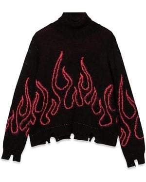 Vision Of Super Jumper High Neck With Flames - Red