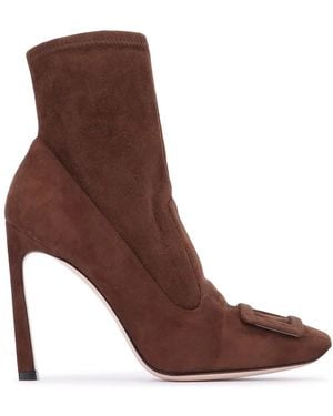Roger Vivier Trompette Stitching Bootie 100 - Brown