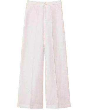 Twinset Nude Neutrals Linen Pantalone Wide Leg Pants - White