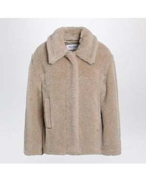 Max Mara Light Alpaca And Wool Teddy Cropped Coat - Natural