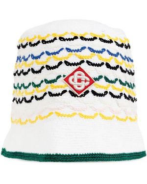 CASABLANCA Logo-Embroidered Bucket Hat - White