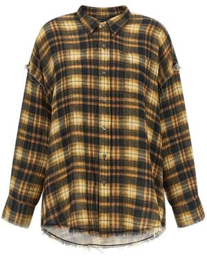 R13 Raw Cut Hem Shirt - Brown