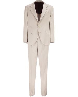 Brunello Cucinelli Silk Suit With Three-Button Blazer - Natural