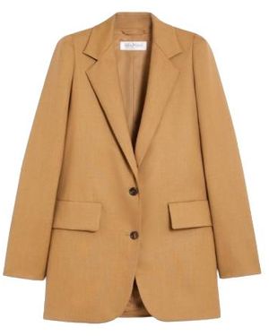 Max Mara Buttoned Shoulder Pad Blazer - Natural