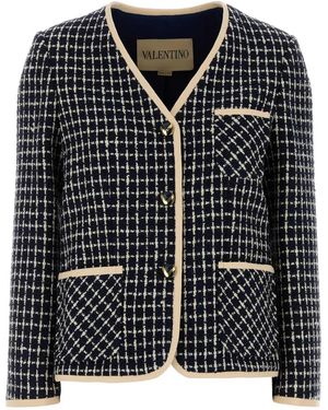 Valentino Garavani Embroidered Tweed Blazer - Black