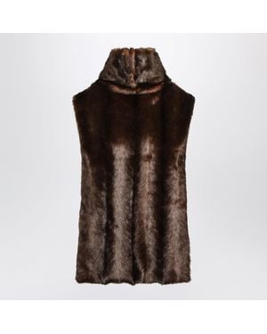 BB COUTURE Faux Mink-Effect Fur Vest - Brown