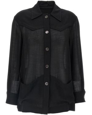 Ferragamo Semi-Transparent Wool Jacket - Black