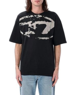 DIESEL T-Shirt With Distressed Flock Print - Black