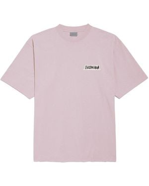 Balenciaga T-Shirt Masking Tape Vestibilità Media - Pink