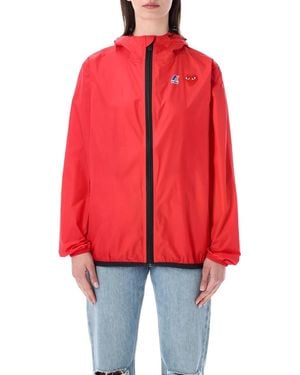 COMME DES GARÇONS PLAY Waterproof Hooded K-Way Nylon Jacket - Red