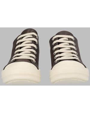 Rick Owens Style Calf Leather Sneakers - Metallic