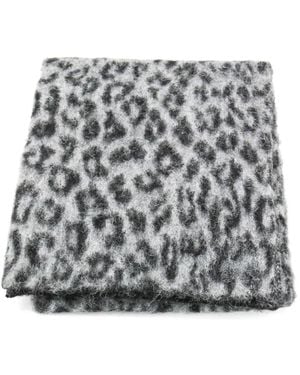 Anine Bing Leopard Print Scarf - Grey